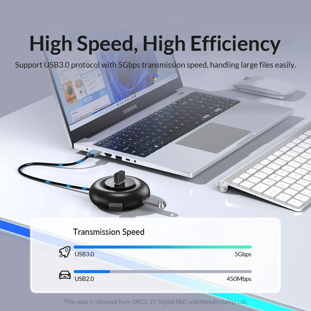 ORICO Portable Circular USB Hu - огляд і ціна Earphone Splitter Jack