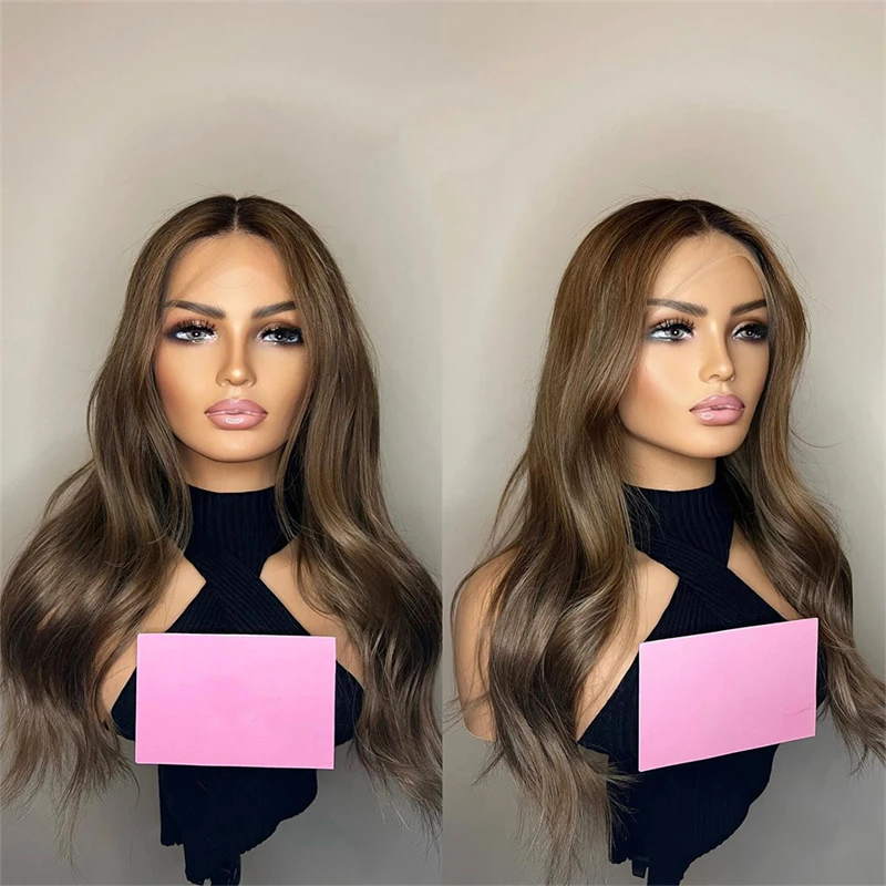 

Natural Soft 26‘’ Brown Preplucked 180Density Wave HD Lace Jewish 5x5 Silk Base European Human Hair Wig For Women BabyHair Daily