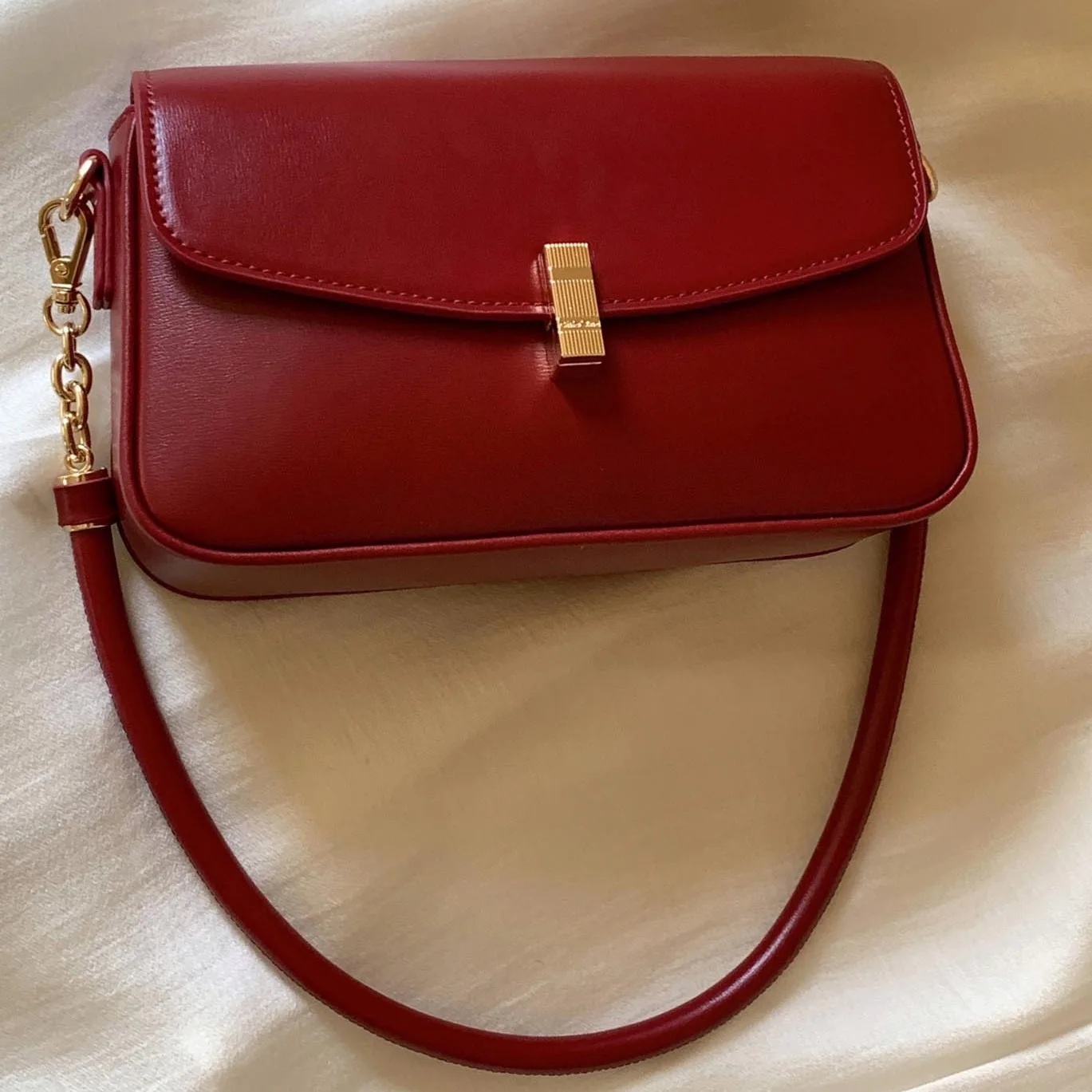 High Quality Burgundy Lady Underarm Bag 2024 New Light Luxury Women\'s Elegant Flap Messenger Bags Party Banquet Texture Handbag