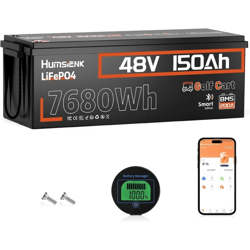 

(UUX) Аккумулятор для гольф-кара LiFePO4, 48 В, 150 Ач, высокая емкость UZ