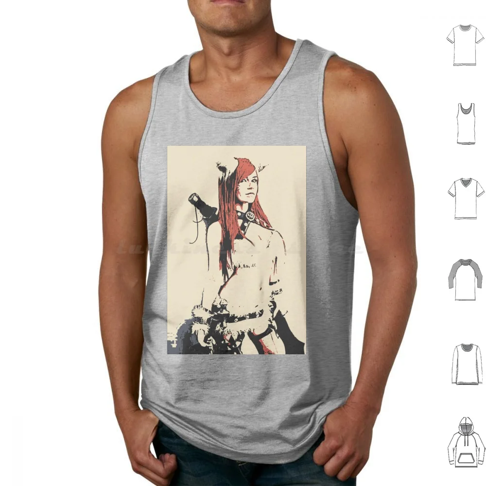 Girl , Catgirl Assasin , Conte Sketch Tank Tops Print Cotton Girl Sexy Pose Conte Charcoal Sketch Sexy Bbw Teen Light