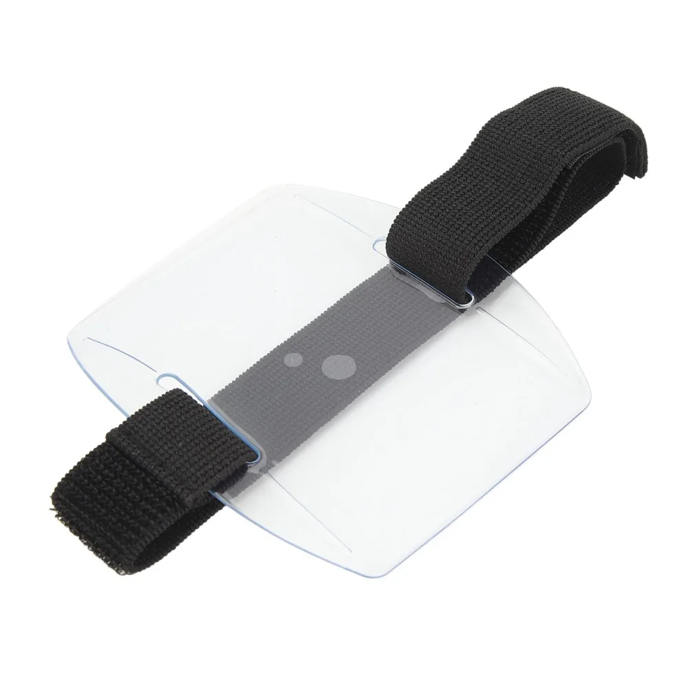 6Pcs PVC Armband Badge Holder Black Transparent Arm Badge Holder Elastic Band Waterproof Arm Band Badge Holder Business