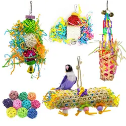 14PCS parrot nibbling toy, bird cage accessories, bird supplies, corn hanging parts, rattan balls, paper bird toys