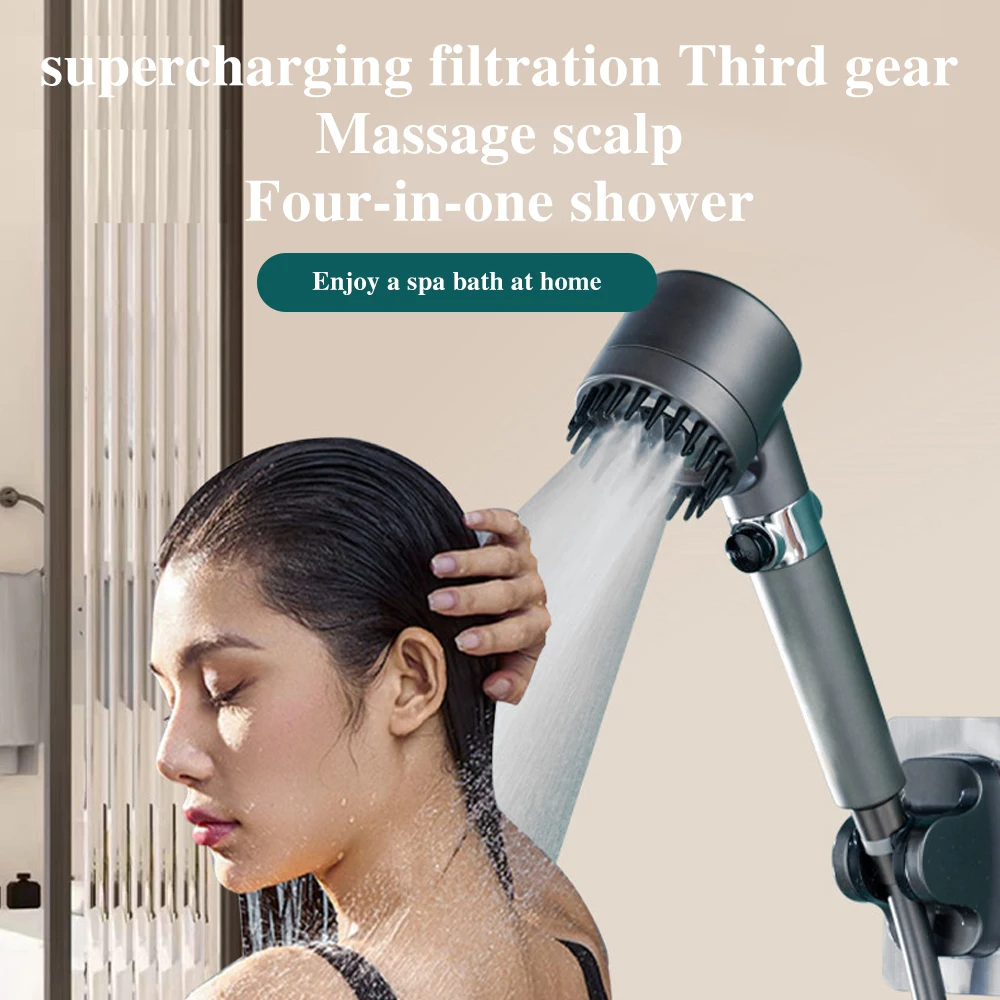 Massage And Skin Beauty Multifunctional Shower Head High Pressure 3-mode Handheld Shower Head Anti-clog Nozzles