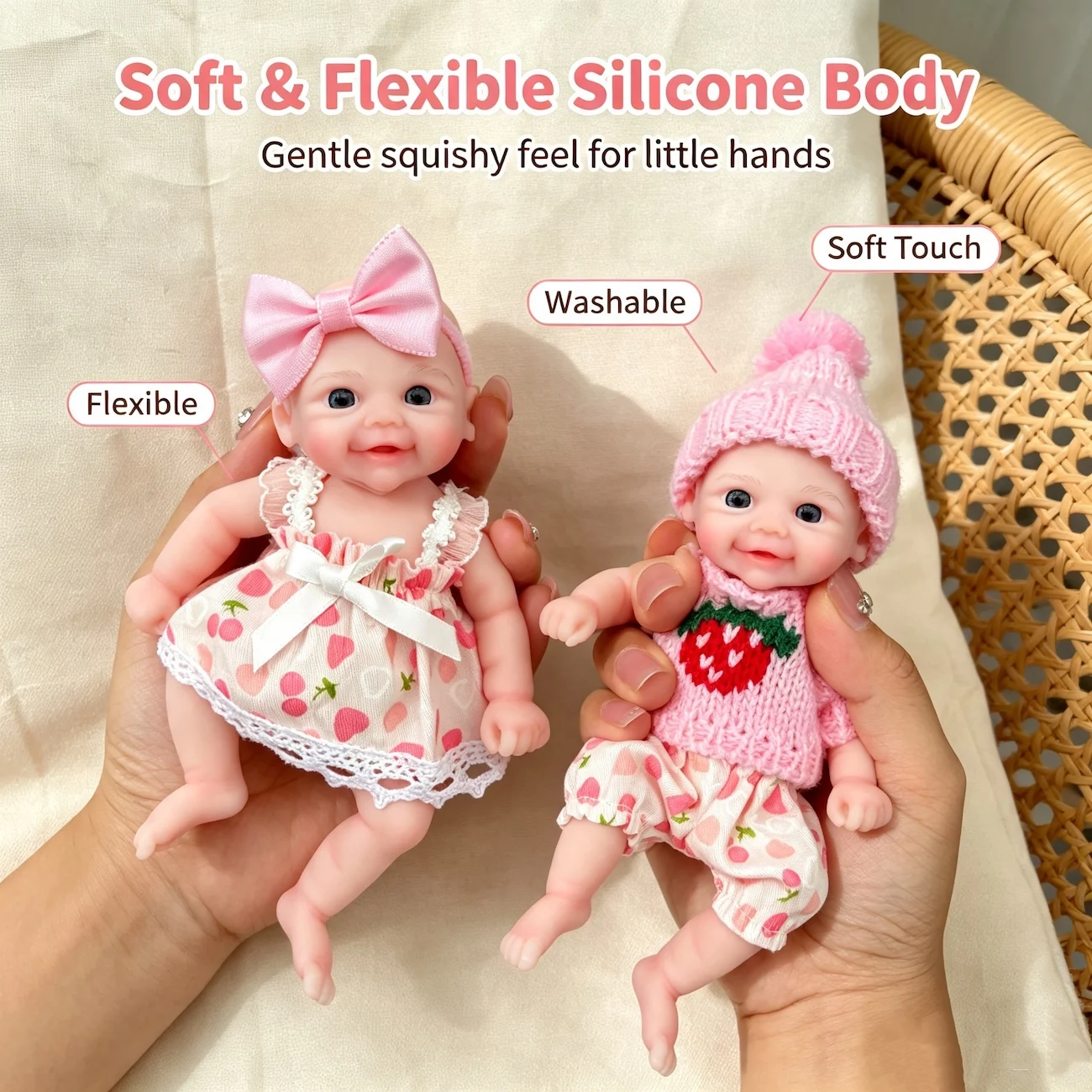 1Pc 6 Inch All Silicone Reborn Doll Vivienne Smile Bebe Lifelike Soft Squishy Silicone Toy For Doll Enthusiasts and Collectors