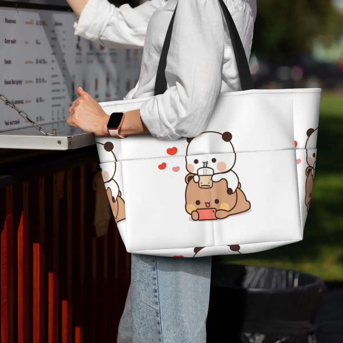 Bear And Panda Bubu Dudu Balloon Beach Tote Bag Sport Gym Yoga Duffle Large Tote Bag Women Travel Bag Fitness bag