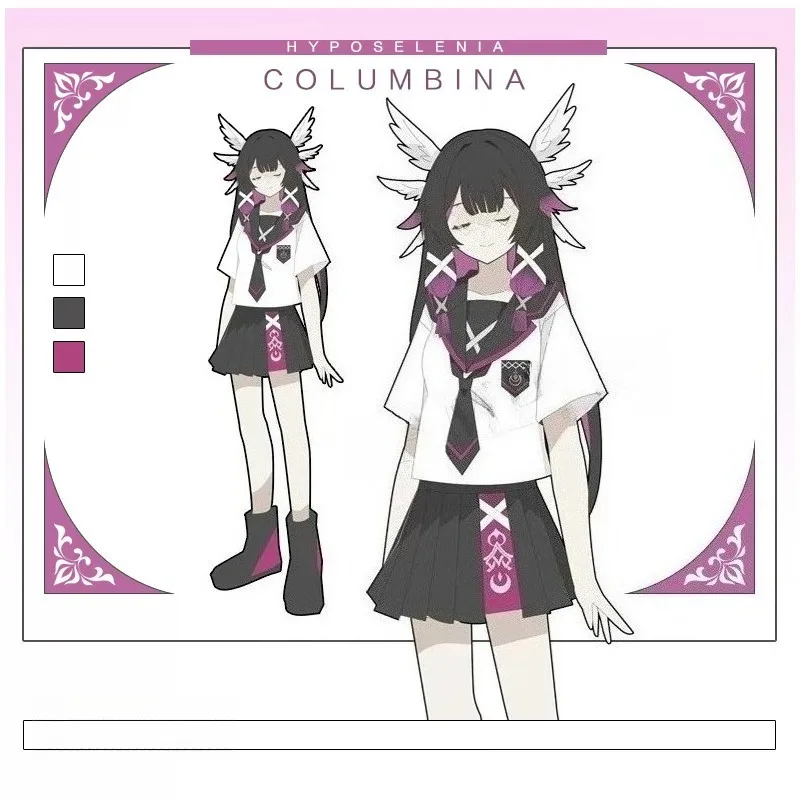 

Game Genshin Impact Columbina Cosplay Costume Daily Jk Uniform Student Wind Coat Hoodies Tops Skirt Jacket Suit for Women