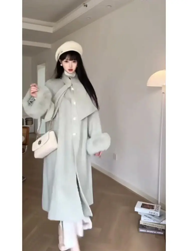 Cappotti in misto lana Cappotto di lana da donna Arancione Inverno Ciniglia Velluto con fantasia Manica a lanterna Stile chic Gite Comodo casual