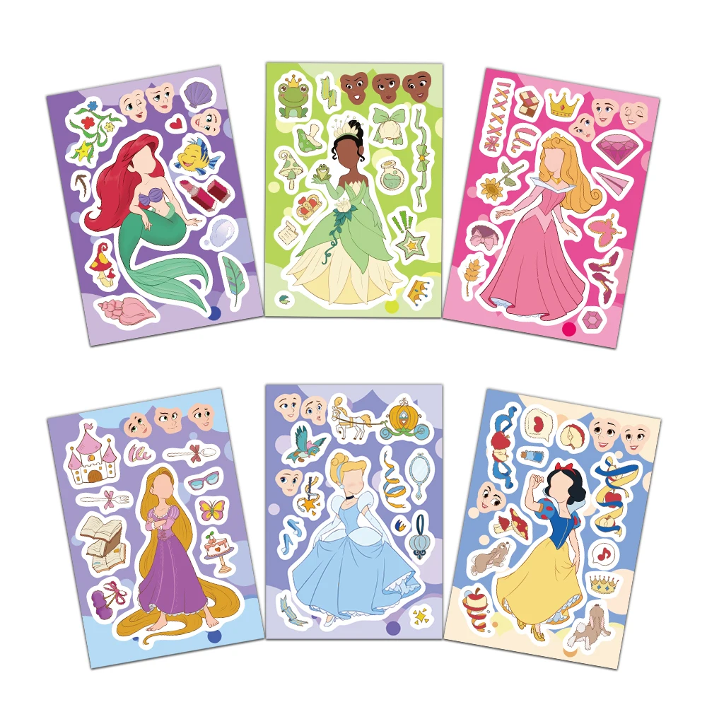 8PCS Beautiful Princess Face Changing Stickers DIY Account Materials Phone Cases Laptops Suitcases Water Cups Waterproof Sticker