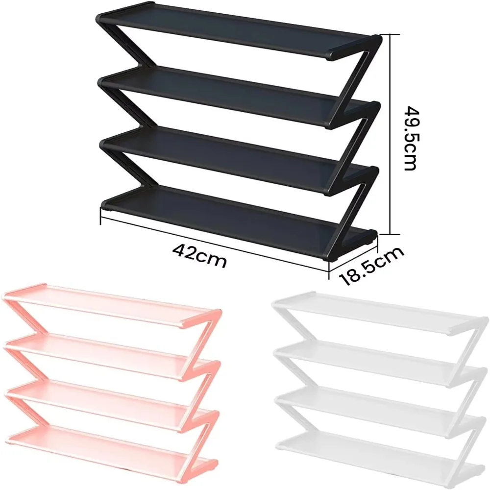 

4-Tier Shoe Hanger Z-Shape Thicken Storage Rack Dustproof Space Save Sundries Storage Rack for Home Bedroom Closet Supplies