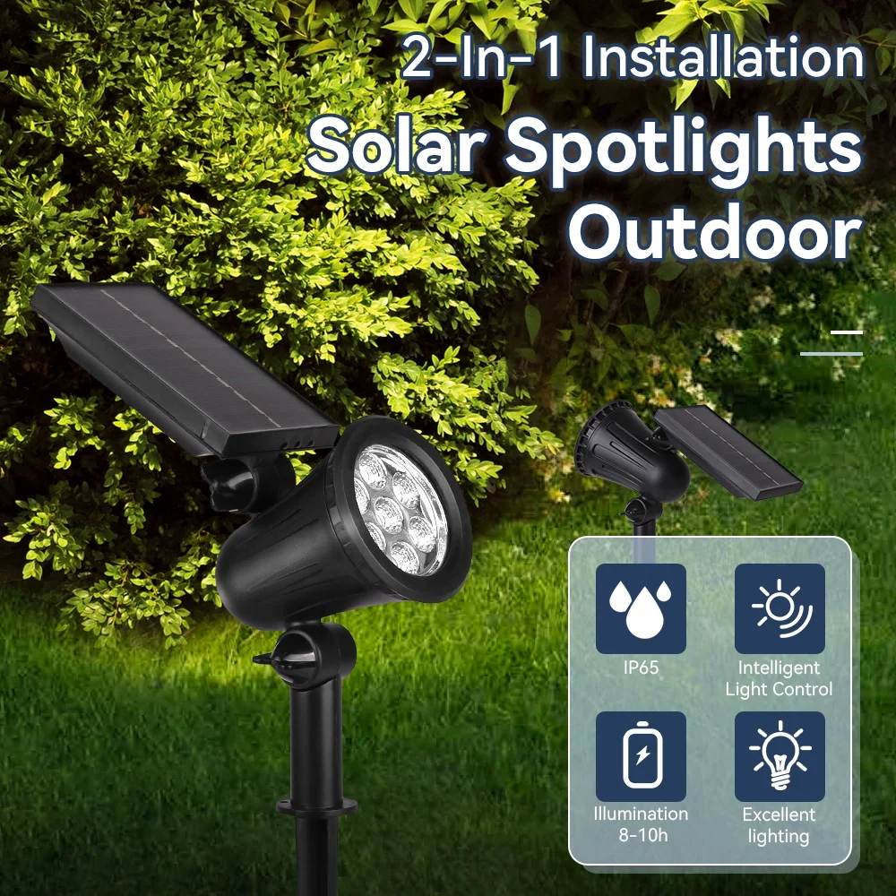 

Светодиодные солнечные ландшафтные светильники для улицы, IP65, водонепроницаемые, с холодным и теплым белым светом, солнечные садовые прожекторы для двора, газона, дорожек