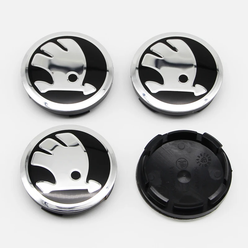 4Pcs 56mm Wheel Center Caps Aluminum Domed Sticker Logo Alloy Badge For Skoda Rapid Octavia A5 RS Kodiaq Fabia A7 Accessories