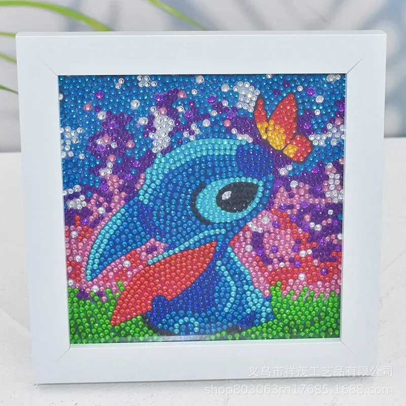 Disney-Stitch Diamante Desenho para Crianças, Bastão Redondo, Desenhos Animados Anime, Artesanal, DIY, Arte Bordada, Decoração para o Lar, Presente