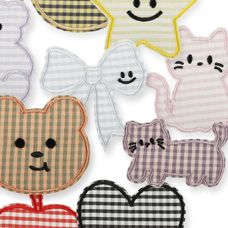 15 Stück Anime-Tier-Aufnäher zum Aufbügeln für Kleidung, Kinder, Schleifen, bestickte Aufkleber, Streifen-Patches, DIY-Stoffnäharbeiten, Stern-Jacken-Aufnäher – Detail 4