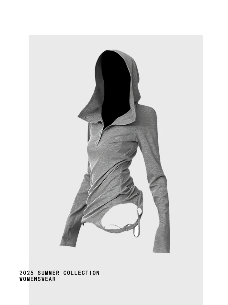 American Sle Hot Girl Semi-Ongeknoopt Lange Sve T-shirt Dames Vroege Herfst Klein Gat Ontwerp Afslanken Veelzijdig Tot...