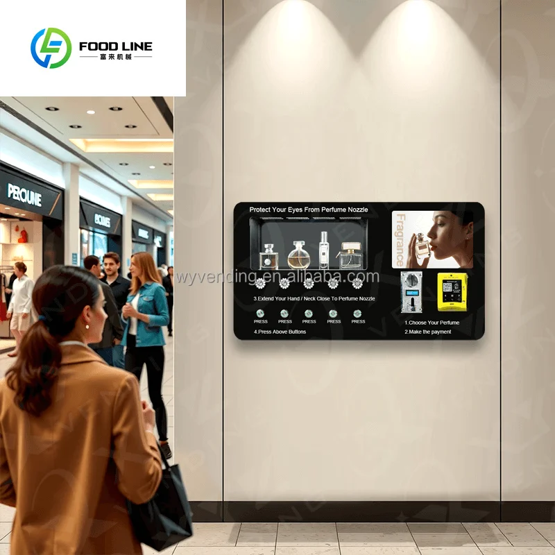 

Smart Wall Mounted Perfume Spray Vending Machine Automatic Small Fragrance Perfume Vending Machine for Sale