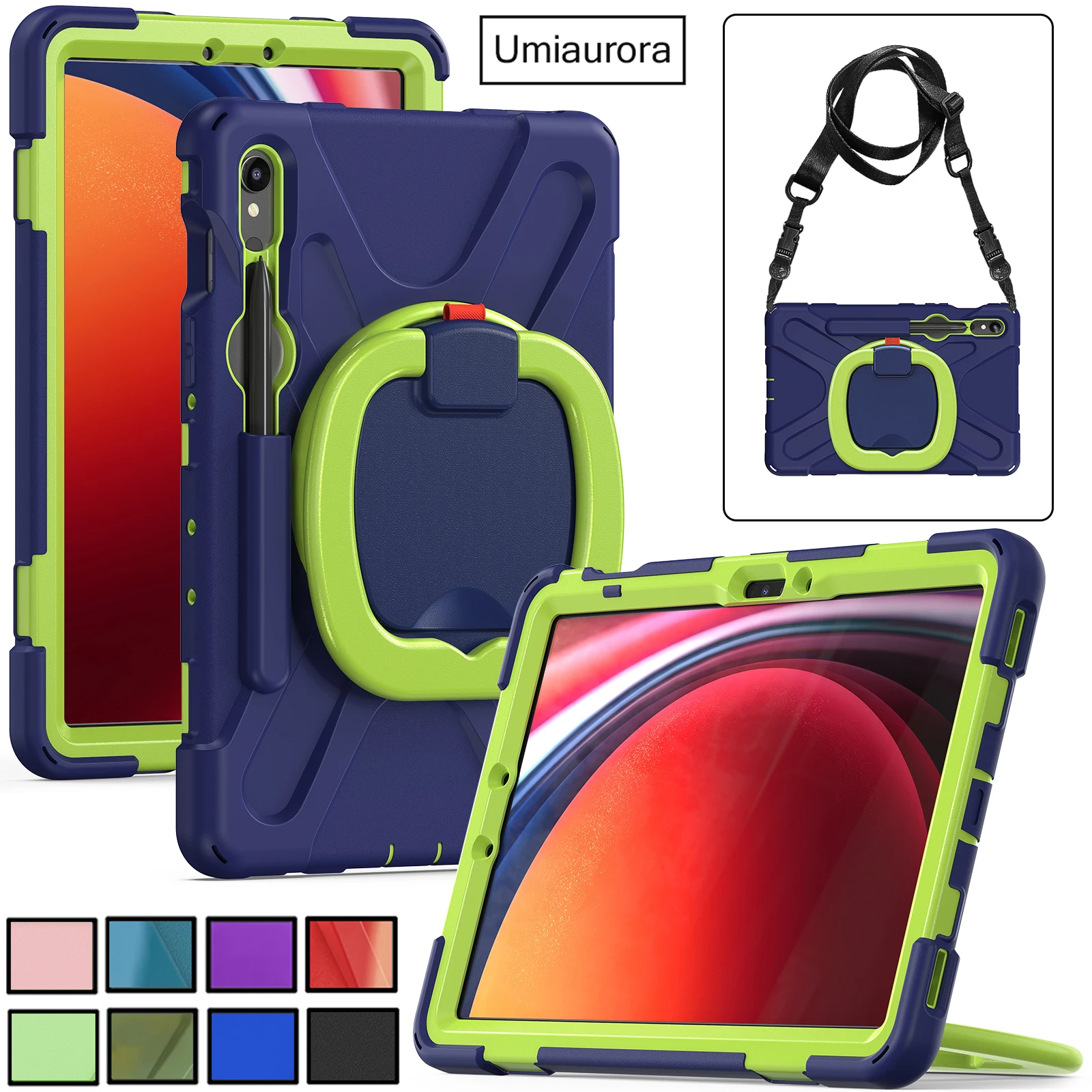 Tablet Case For Samsung Galaxy Tab S9 Ultra SM-X910 S7 FE S8 Plus SM-X810 T730 T970 Heavy Duty Armor Kids Shockproof Stand Cover