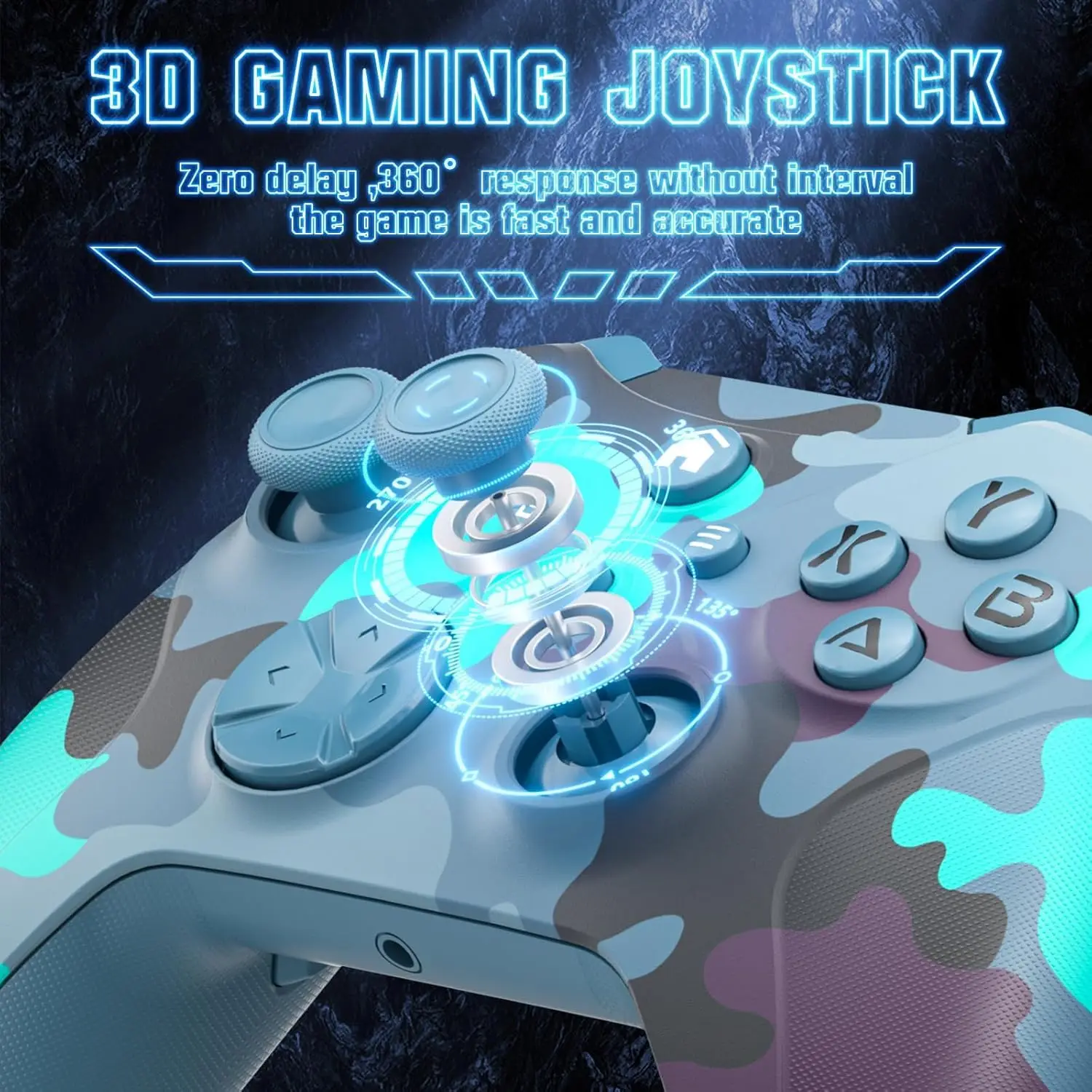 وحدة تحكم ألعاب لجهاز Xbox One S/X/Series S/X/PC عصا تحكم للألعاب مع مستشعر جيروسكوبي 6 محاور، اهتزاز قابل للتعديل، لوحة ألعاب TurboFunction