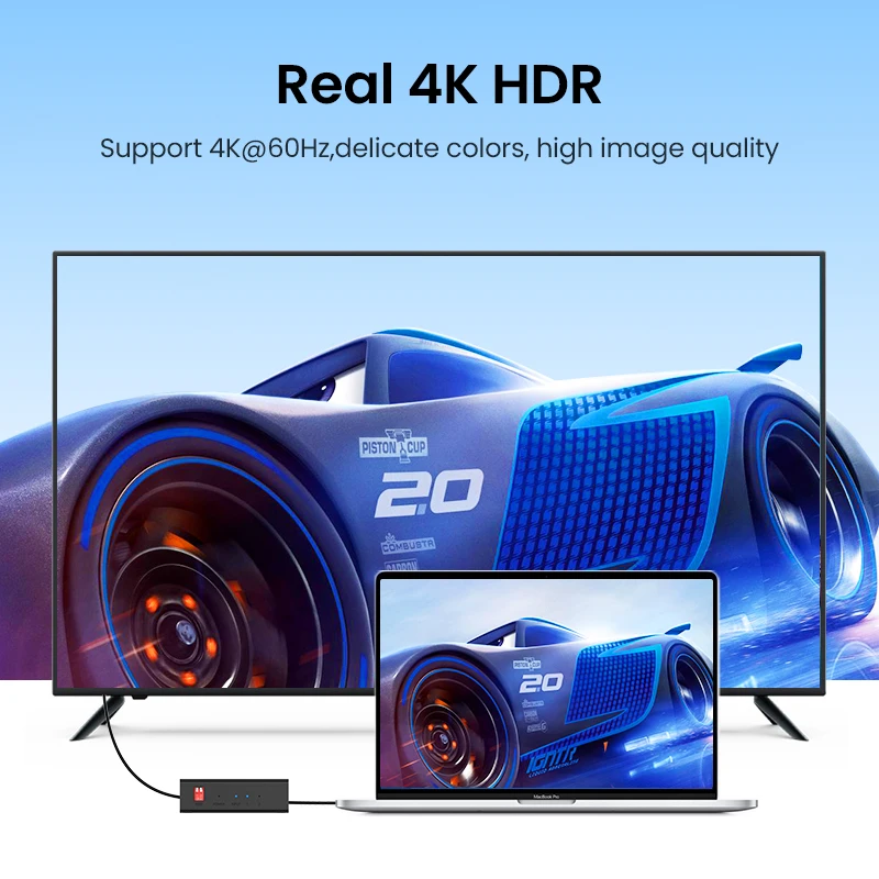 UGREEN Rozdzielacz HDMI 1 na 2 wyjścia 4K60 Hz Rozdzielacz kompatybilny z HDMI dla dwóch monitorów Adapter HDCP 2.2 3D HDR EDID HDMI