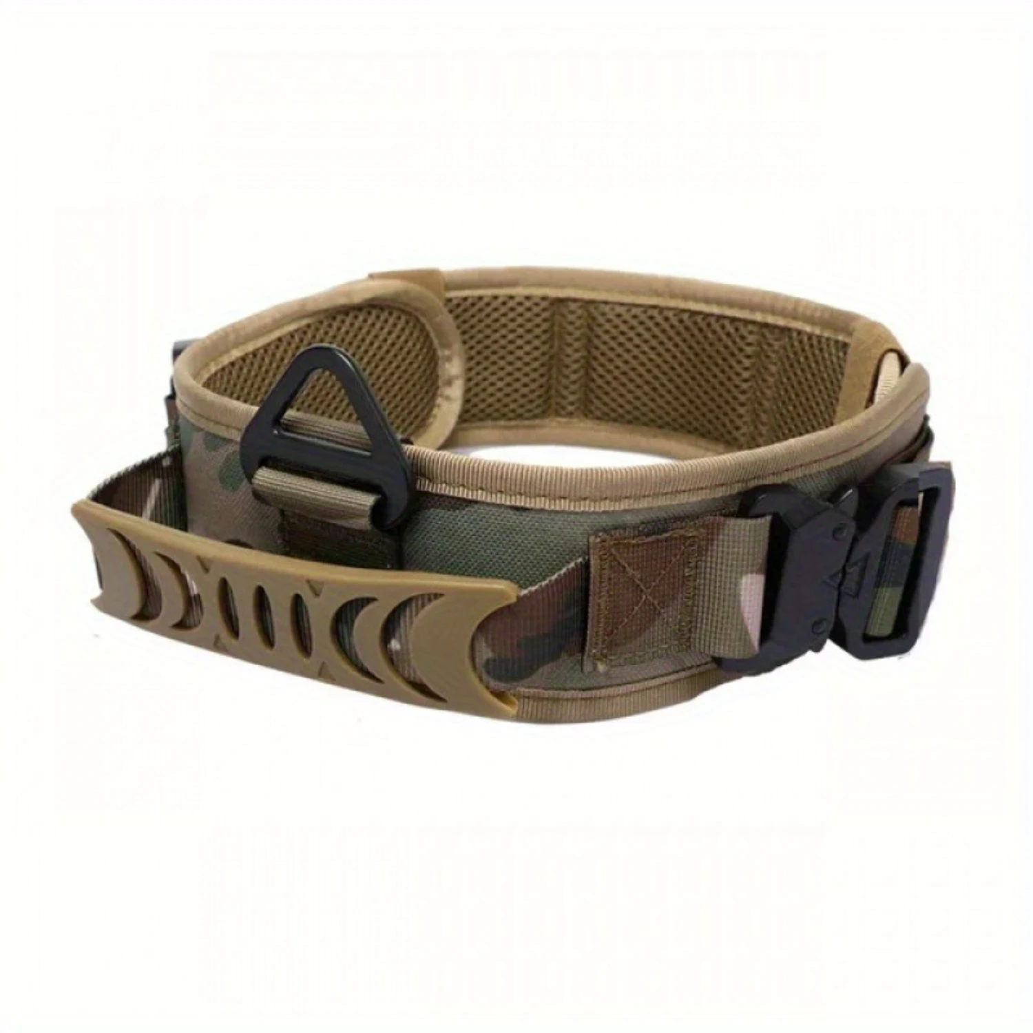 Plaid Pattern Heavy Duty Tactical Dog Collar with Reflective Large Handle, Metal Buckle, and Nylon  - Suitable for All Breed Siz