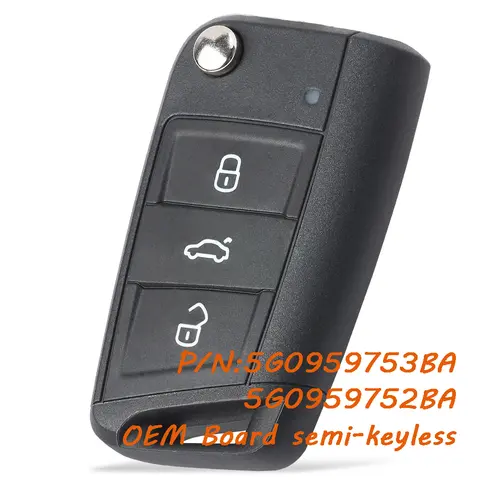 KEYECU OEM 5G0959753BA 5G0959752BA 폭스바겐 MQB 골프용 반키리스 리모트 키 포브 스코다 옥타비아 A7 434MHz ID48 HU66