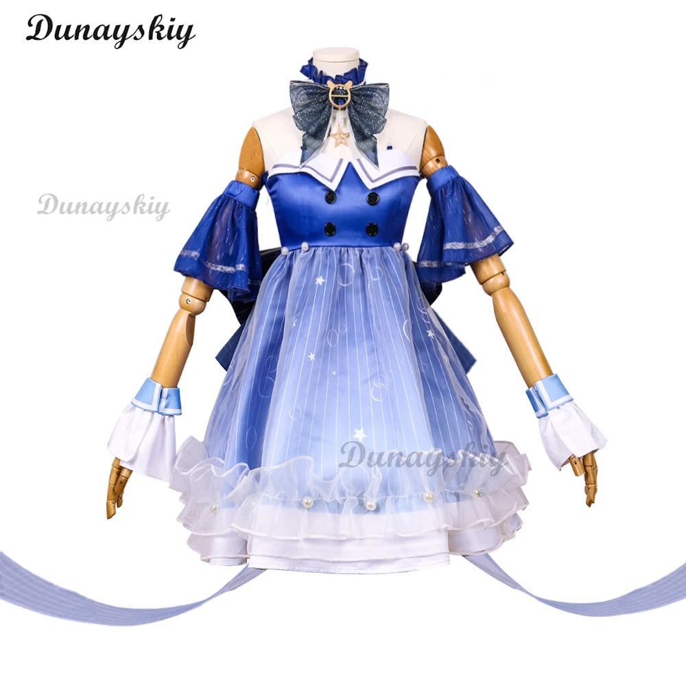 Juego Infinity Nikki, disfraz de Cosplay de burbujas brillantes, peluca, falda de Cosplay de Lolita, vestido azul para mujer, vestido Kawaii de Halloween personalizado