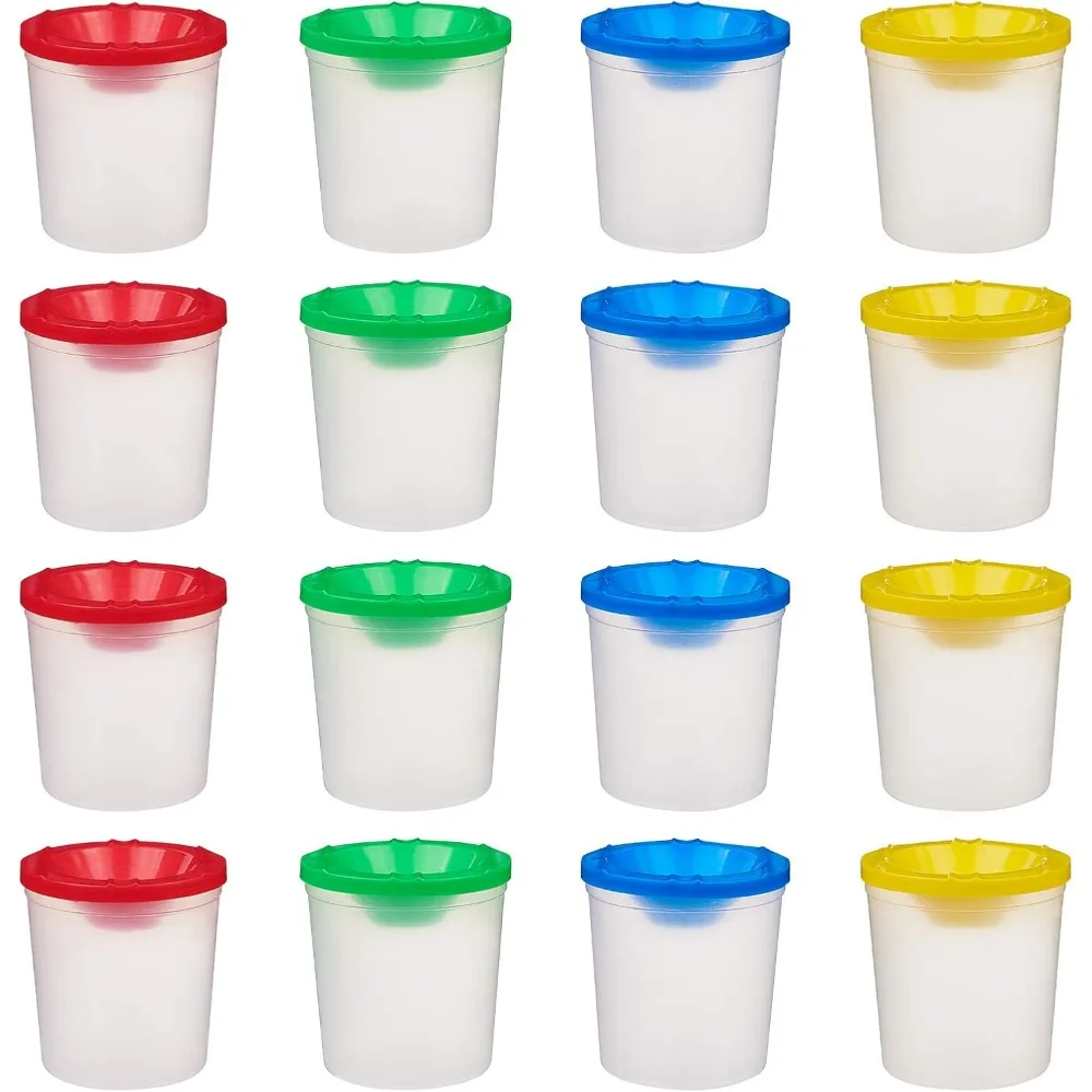 20 Pcs No Spill Plastic Paint Cups 4 Assorted Colors Palette Cups with Lids Art Supply for Paint School Classroom Making Kit