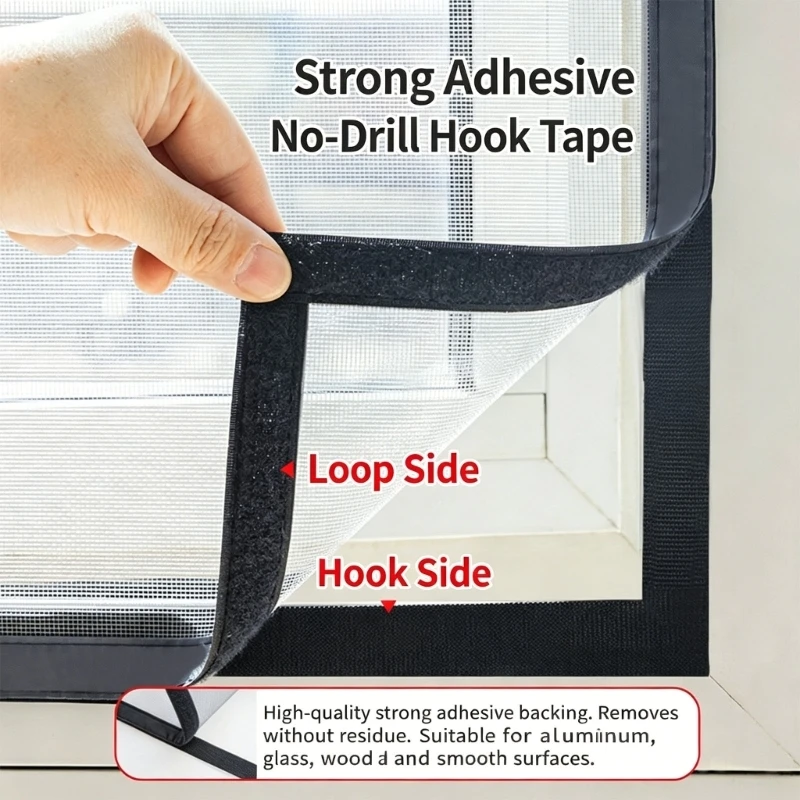 Adhesive Zippered Opening Window Screen Panel 100 x 120 No-Drill Netting Mesh Window Cover for Bedroom, Kitchen, Living Y5GB