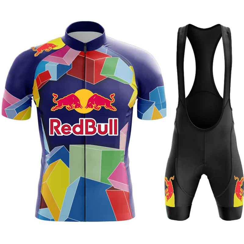 

Men's Cycling Jacket Jersey 2025 Red Bull Complete Summer Bib Clothing Man Laser Cut Shorts Clothes Outfit Set Pants Mtb Gel