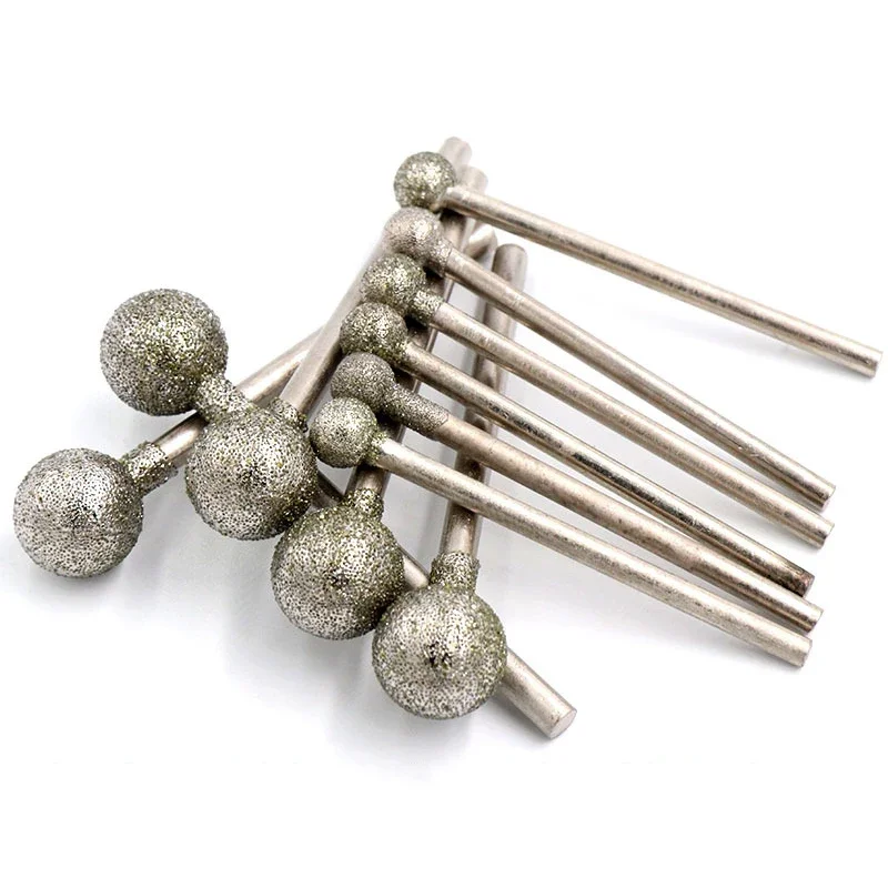 1/5/10 Stück Kugelförmige Diamant-Schleifköpfe mit 2,35mm/3mm Schaft, Kugelförmiger Polierkopf für Gravur, Dremel-Rotationswerkzeuge – Detail 5