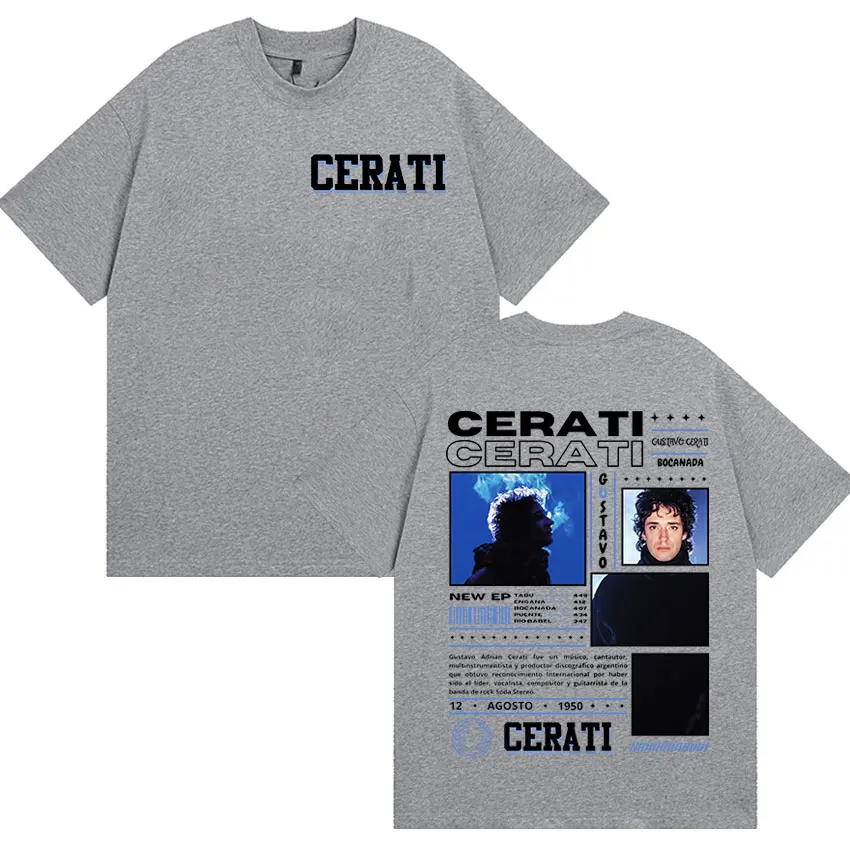 래퍼 구스타보 세라티 투어 2025 앨범 그래픽 티셔츠 남성 패션 오버사이즈 코튼 티셔츠 빈티지 핫 세일 반팔 티셔츠