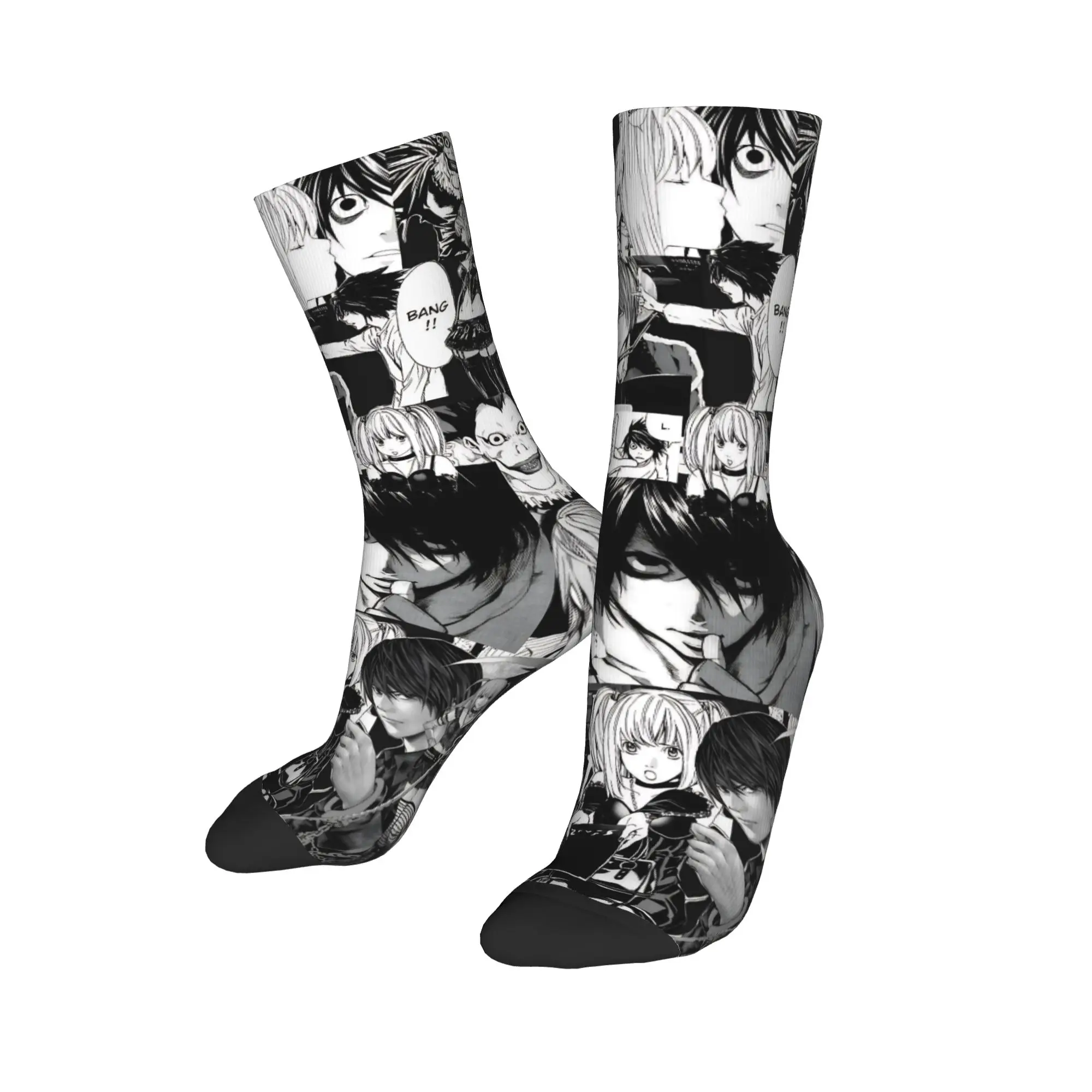 

Новые мужские носки Harajuku L Lawliet, носки из полиэстера Deathnotes, спортивные женские носки в стиле аниме, весна-лето, осень-зима