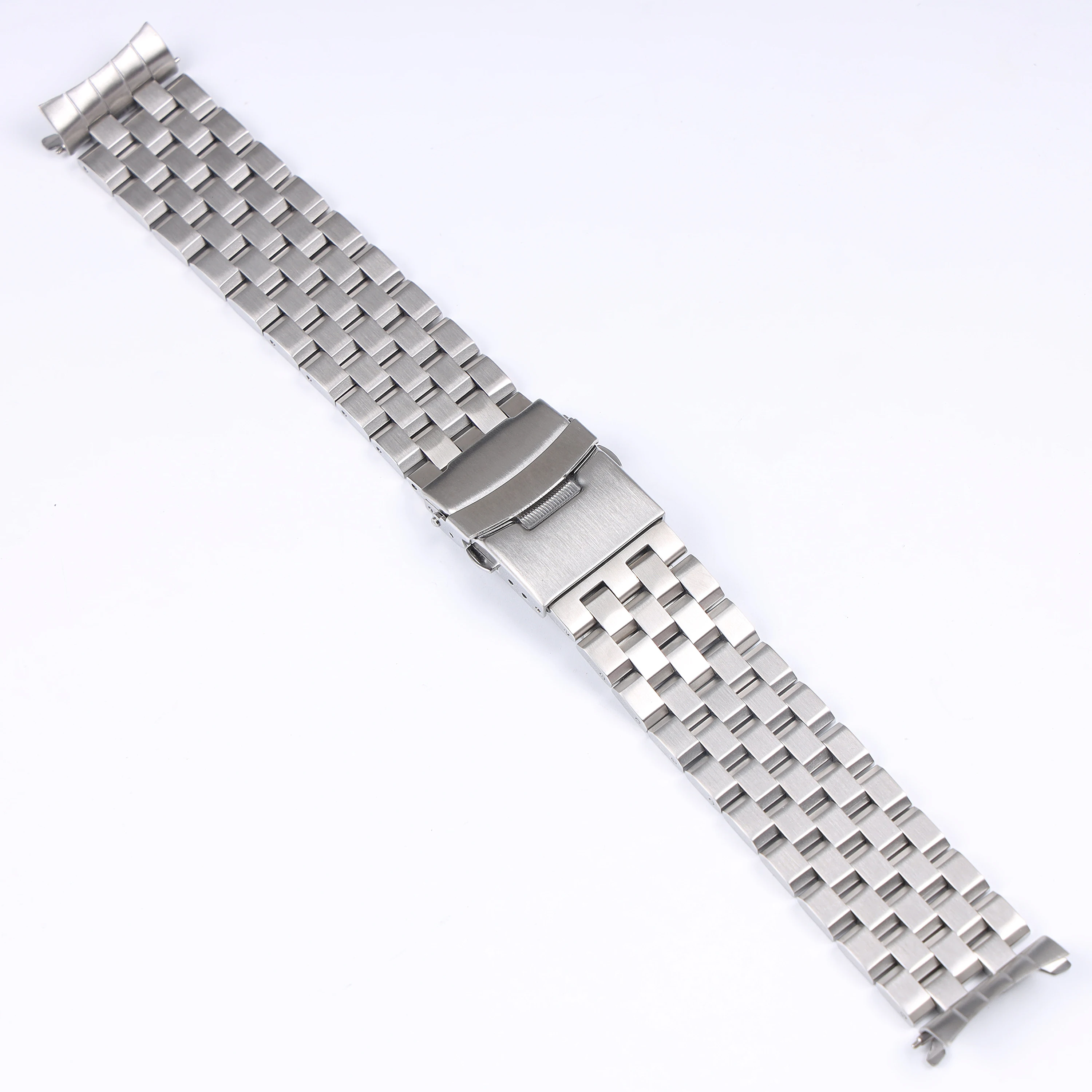 

22mm Bushed Silver Stainless Steel Watchband Solid Bracelet for Seiko SKX007 SKX009 SRPA21 SRPC25 SRPA21 SRP777 with Curved End