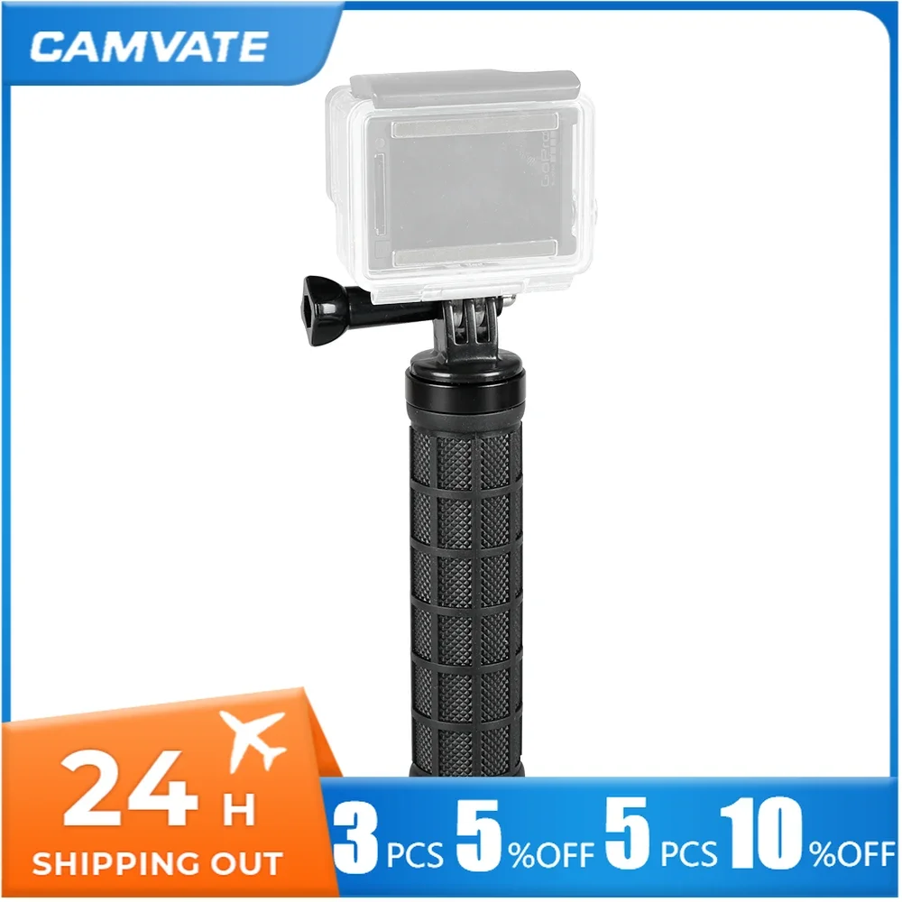 CAMVATE Rubber Handle Grip With GoPro Monopod Mount Adapter & 1/4"-20 Male/Female Threads For GoPro HD HERO 1 2 3 4 Cameras New