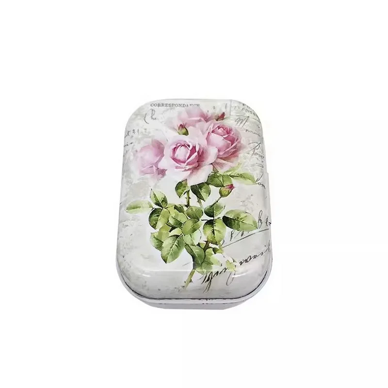 32Pcs(1 Box)   Flower Chewing Gum DIY Mini Cover Iron Tin Earphone Ring Metal Case / Pill Cute Small Kit/Candy Storage Gift Box