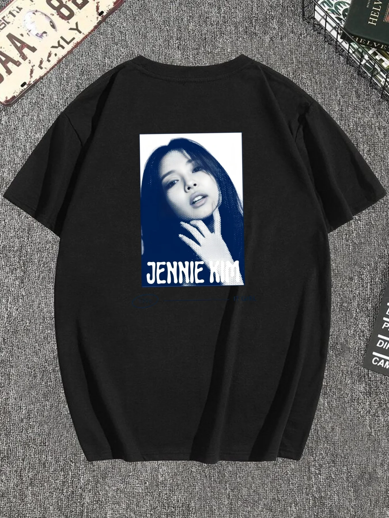 Summer Women's Black Jennie Kim Portrait Graphic Back Printed Drop