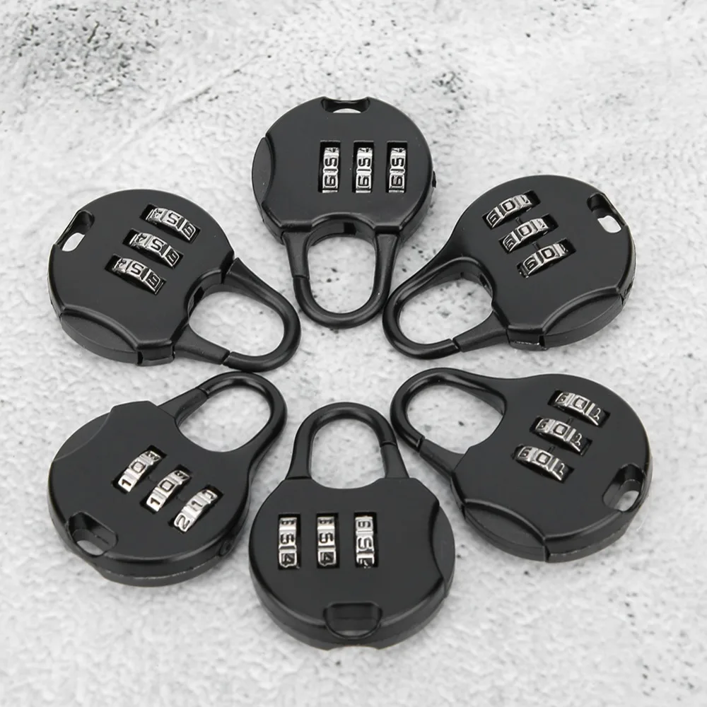 

6Pcs Portable 3 Digit Password Padlock Resettable Metal Security Lock Backpack Padlock Stationery
