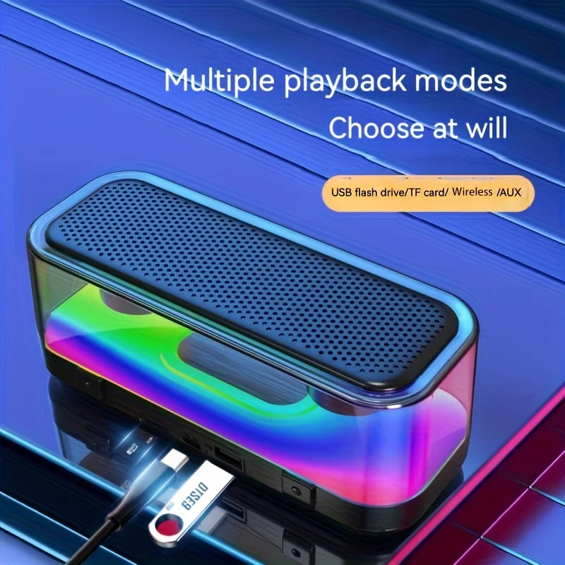 Portable Wireless Bluetooth Speaker with Colorful Lights Hifi Transparent Speaker For Living Room/Bedroom/Party with bluetooth