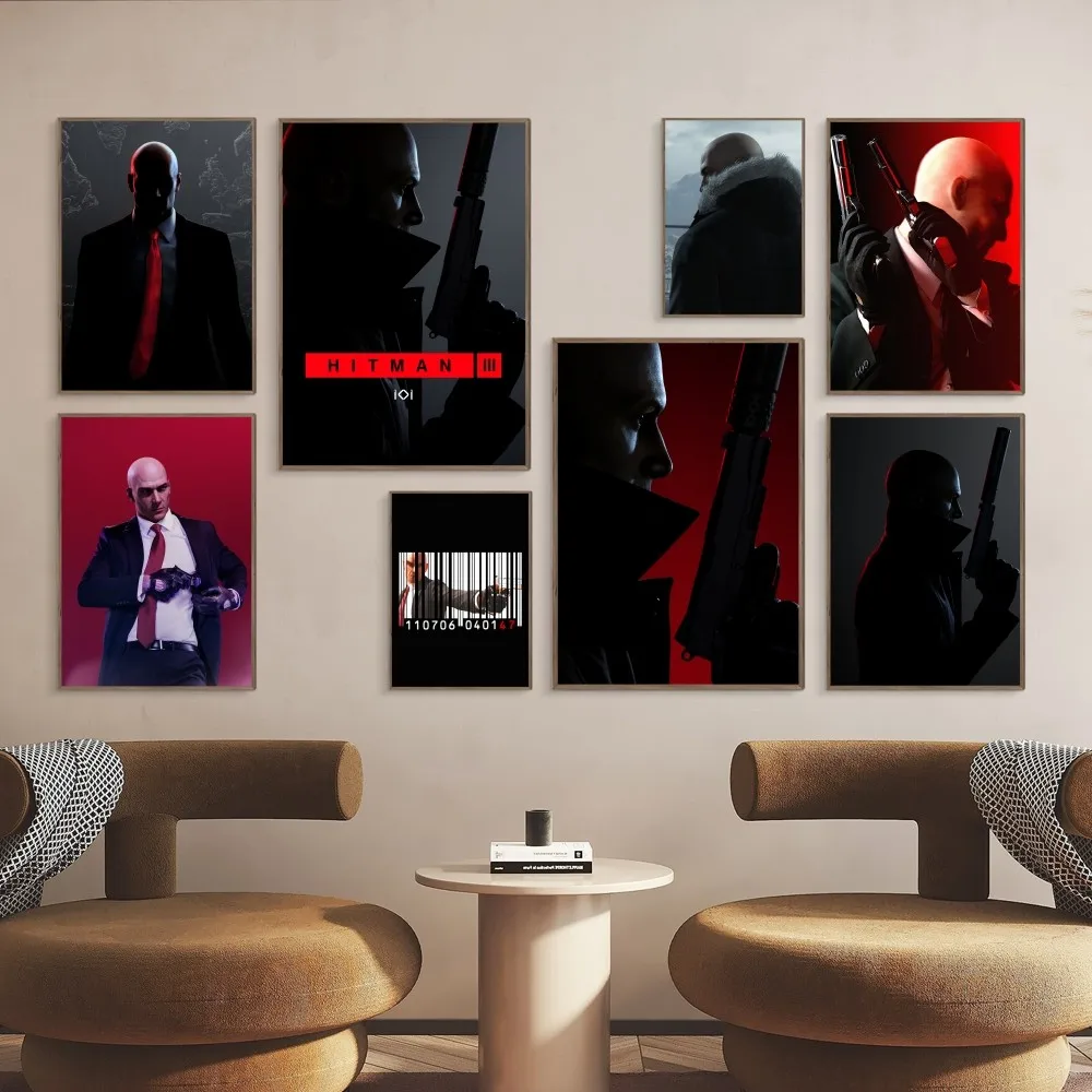 Игровой агент 47, постер Hitman, самоклеящаяся художественная водонепроницаемая бумажная наклейка, кофейня, бар, комната Игровой агент 47, постер Hitman, самоклеящаяся художественная водонепроницаемая бумажная наклейка, кофейня, бар, комната