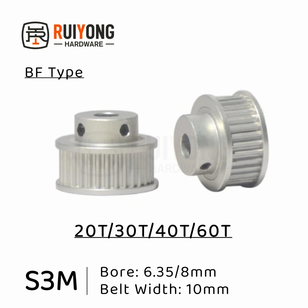 S3M Timing Pulley 20T30T40T60Teeth BF Type Bore 6.35/8mm  Belt Width10mm 3D printer parts