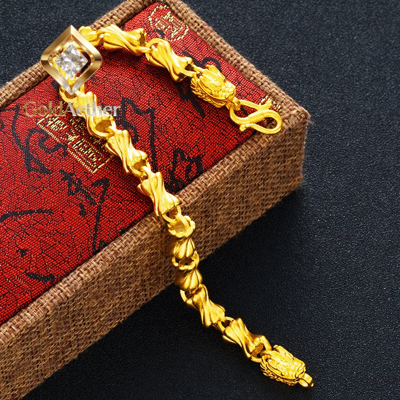 

GoldAether Luxury 24K 9999 Pure Gold real gold Men's Faucet Candy Bracelet