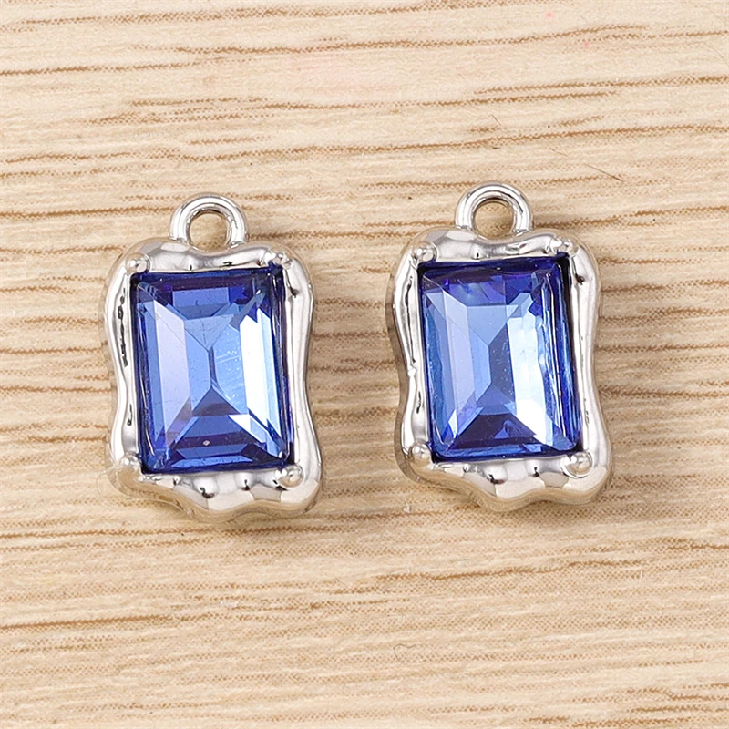 5 Stück 9 x 14 mm zarte Kristall-Quadrat-Charms-Anhänger für Schmuckherstellung, Halsketten, Ohrringe, Armbänder, Zubehör, DIY, Basteln, Geschenke – Detail 8