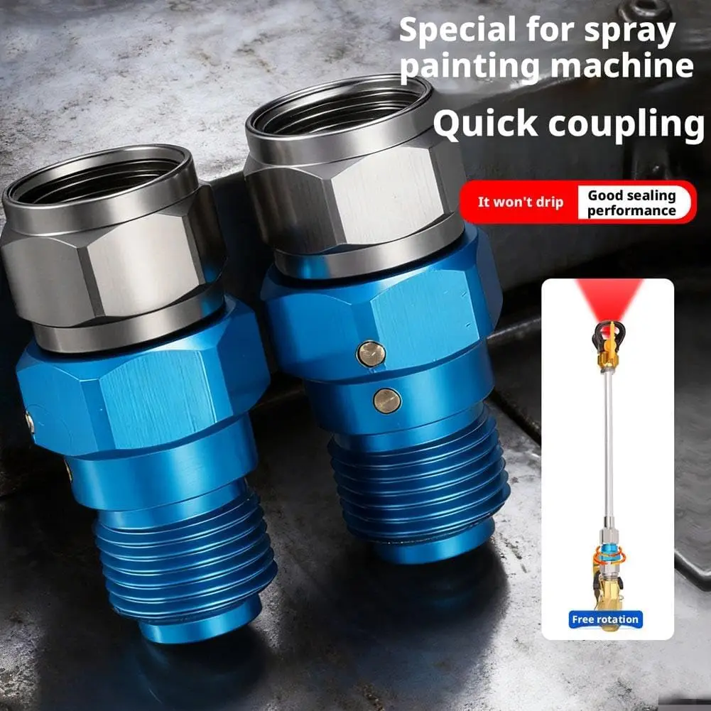 Image of 360 Grad drehbarer Airless-Farbspritzgerät-Adapter aus Edelstahl, auslaufsicheres Hochdruck-Drehgelenk für eine gleichmäßige Beschichtung