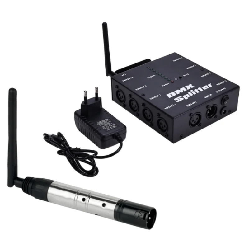 

8 Way DMX 512 Distributor for Stage dj Light Signal Amplifier Splitter DMX splitter 1pcs Transmitter+1pcs splitter