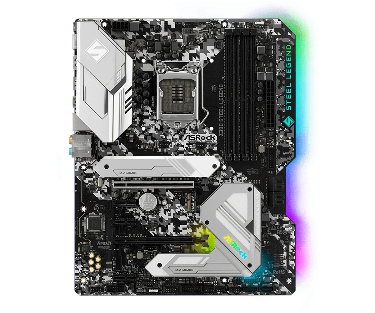 Imagem -02 - Asrock-placa-mãe Z390 Aço Lenda Lga 1151 Intel Z390 x M.2 Atx Suporte 8700 9400f 9600 8400 8300 9900 Cpu Ddr4