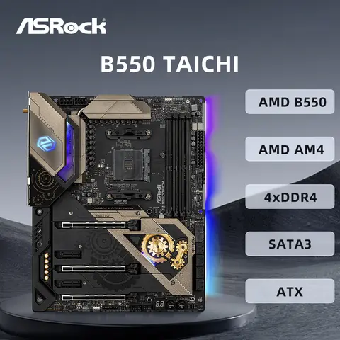 ASRock B550 TAICHI Motherboard Support AMD Ryzen 9 5950X 5900X Ryzen 7 5700X3D 5800X3D CPU DDR4 128GB M.2 ATX AM4 Mainboard