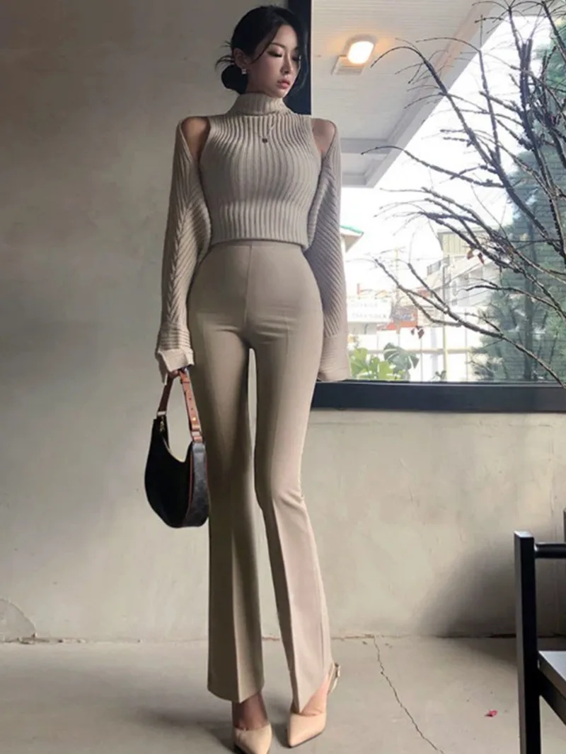 WOMENGAGA Korea Style Sexy Elegant High Waist Korean Flare Pants Office Lady Slim Fashion Women Pants Casual Trousers 868L