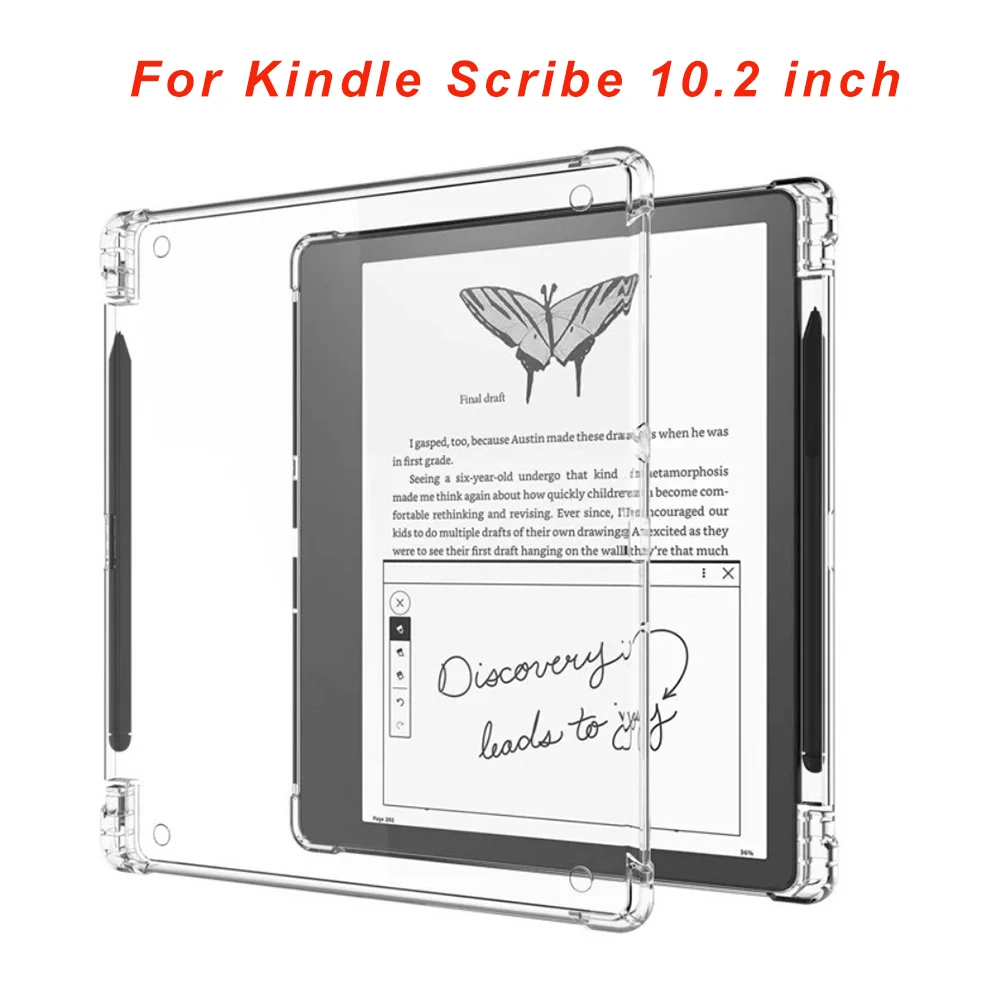 

Case for 10.2" Kindle Scribe 1st gen 2022 Ultra Clear Soft Flexible Transparent TPU Skin Bumper Back Cover with Pen Holder