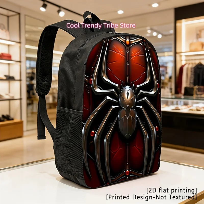 [Printed Design – Not Textured] Lightweight, Large-capacity Unisex Backpack with Adjustable Shoulder Straps and Side Pockets, Su
