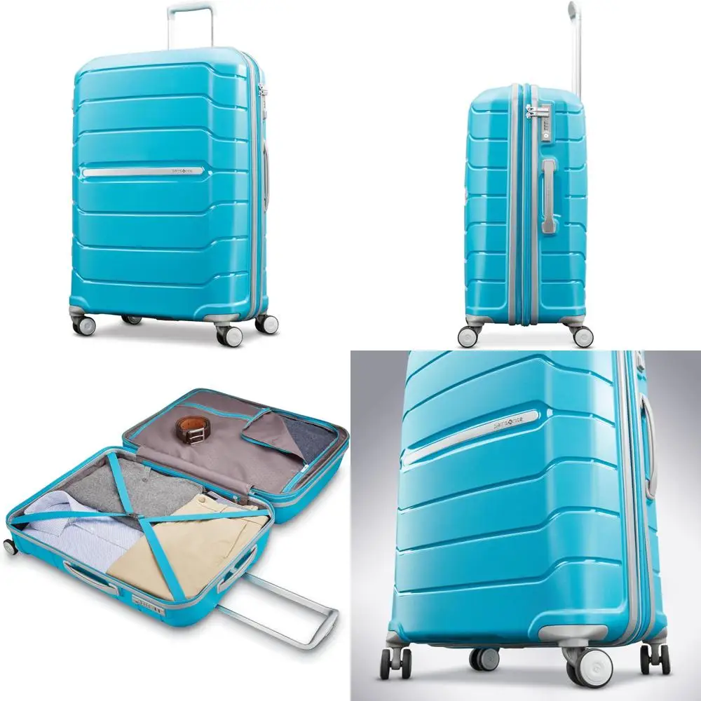 

большой чемодан в клетку с двойной 360° ° вращающиеся колеса - замок tsa, одобренный авиакомпанией, легкий прочный полипропилен.